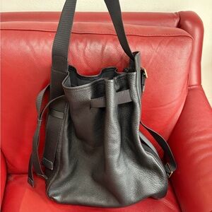 Ecco Black Pebble Leather Hobo Bag